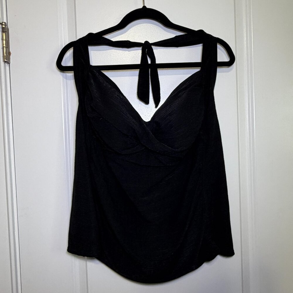 Women's 3X White Stag Black Halter Tankini Top